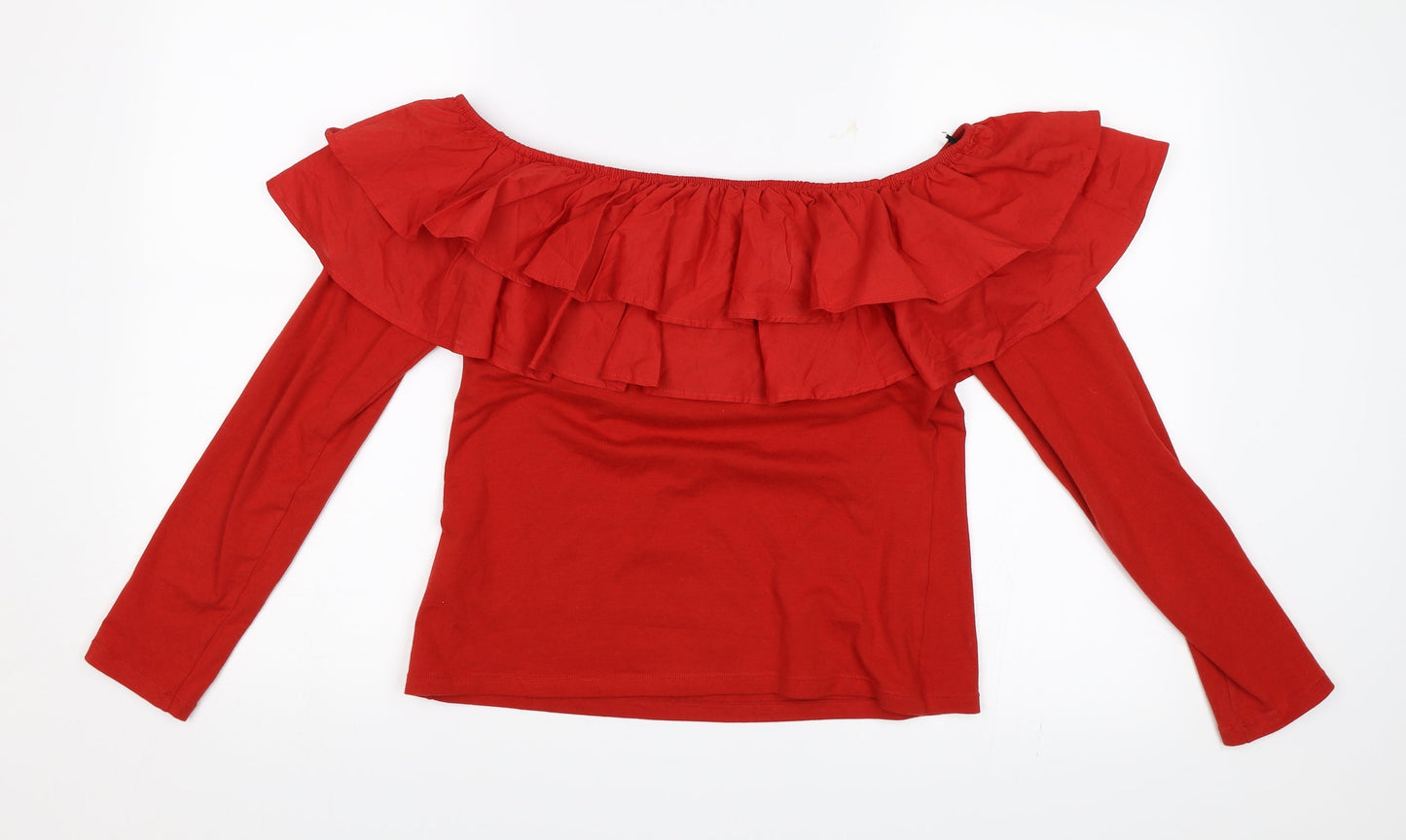 H&M Womens Red   Basic Blouse Size M