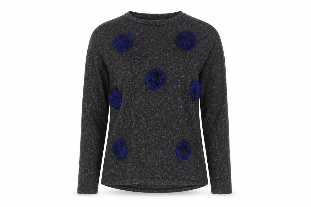 Zara Womens Black   Basic T-Shirt Size S  - Flower Detail