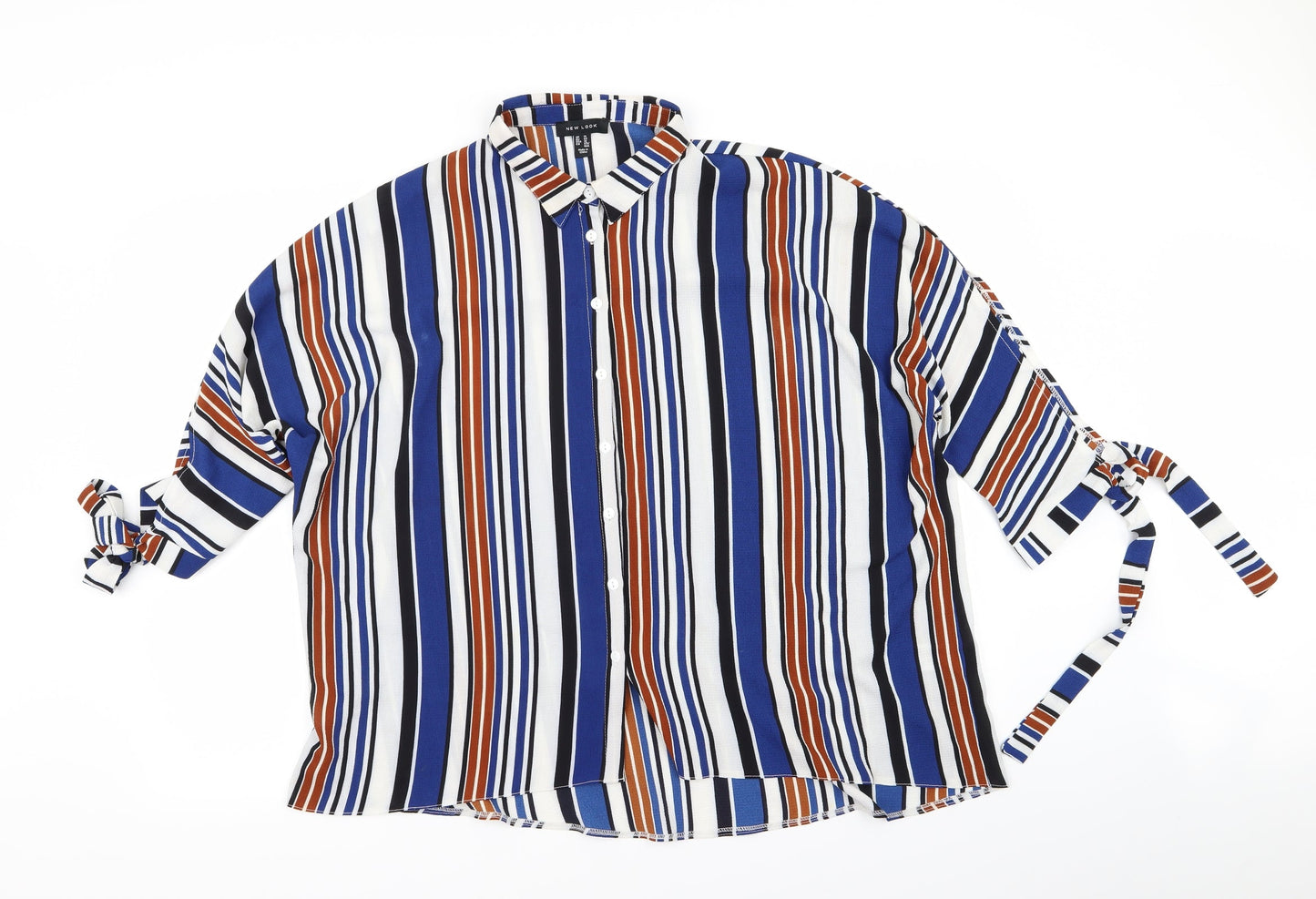 New Look Womens Blue Striped  Basic Button-Up Size 14