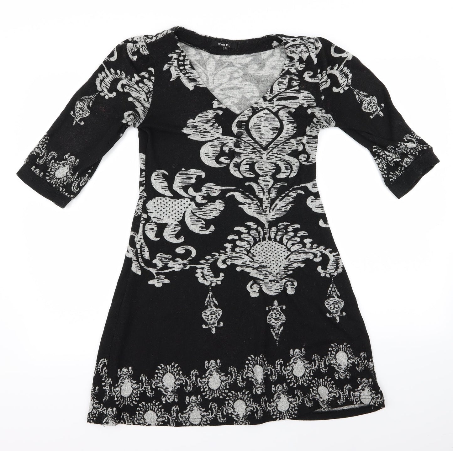izabel Womens Blue Floral  Shirt Dress  Size S