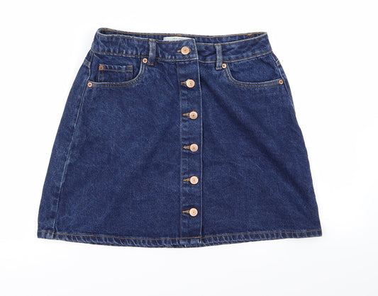 Preworn Womens Blue  Denim Straight & Pencil Skirt Size 10