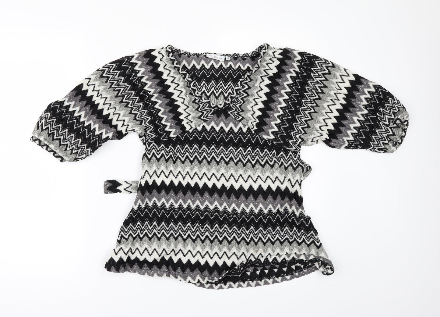 New Look Womens Black Geometric  Basic Blouse Size 12