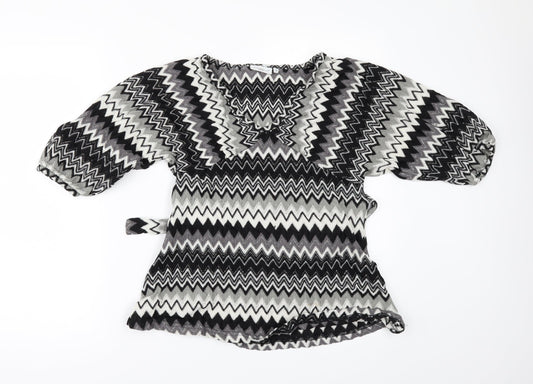 New Look Womens Black Geometric  Basic Blouse Size 12