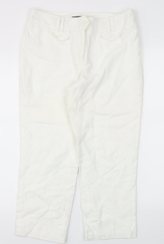Next  Womens White   Trousers  Size 10 L23 in