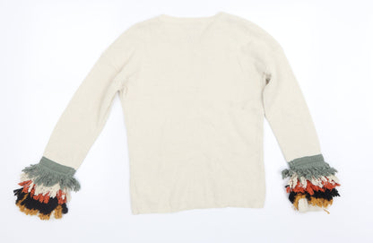 Preloved Matalan Girls Beige  Knit Pullover Jumper Size 12 Years - Back
