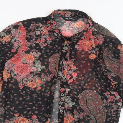 Preloved Miss Selfridge Womens Black Floral Mesh Basic Blouse Size 6 - Detail