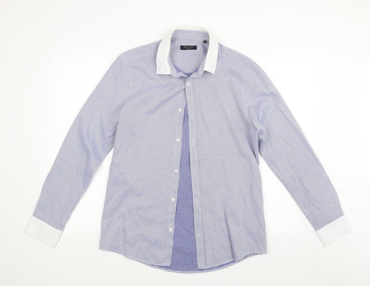 New Look Mens Blue Geometric   Button-Up Size M