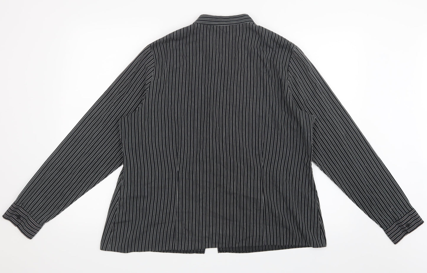 EWM Womens Black Striped  Basic Button-Up Size 18