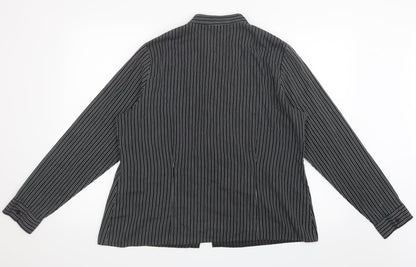 Preloved EWM Womens Black Striped  Basic Button-Up Size 18 - Back