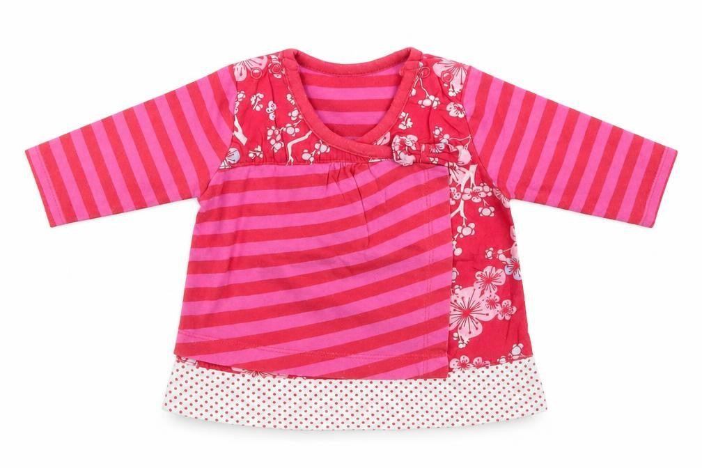 Mini Mode Girls Pink Striped  Basic T-Shirt Size 3-6 Months