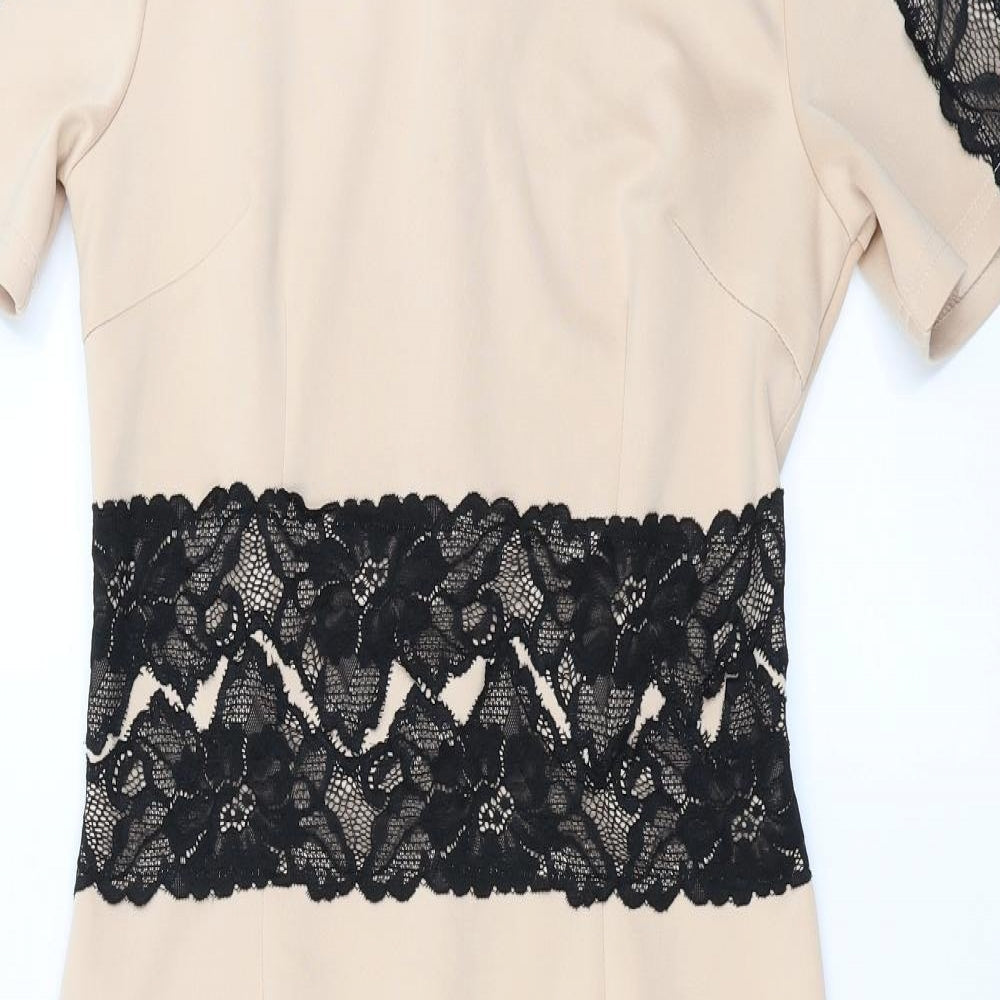 Oli Womens Pink   Pencil Dress  Size 10  - floral lace detail