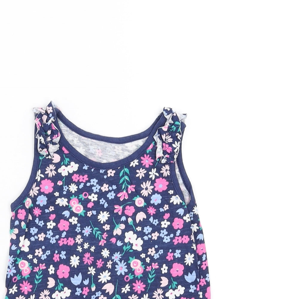Matalan Girls Blue Floral  Basic Tank Size 2-3 Years