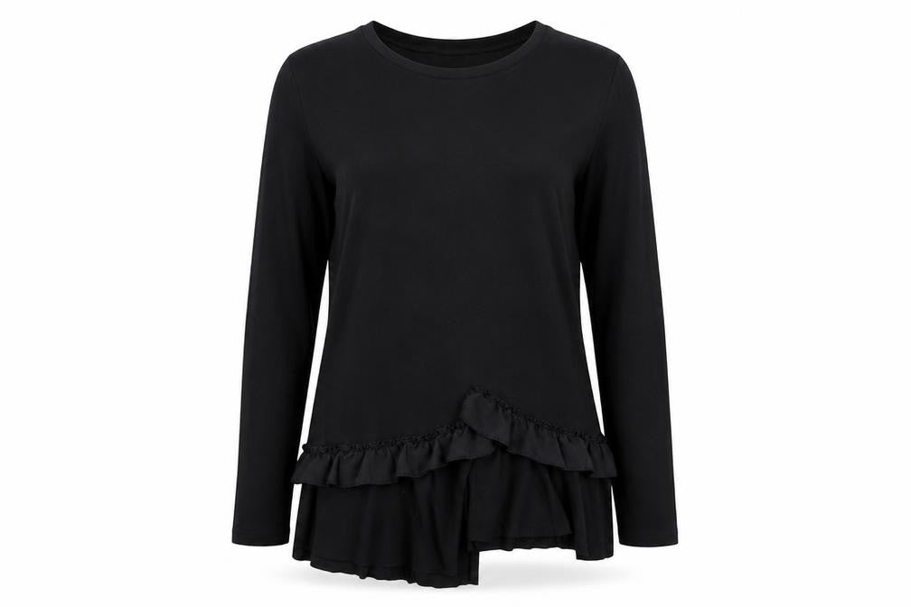 River Island Womens Black   Basic T-Shirt Size 8  - ruffle hem