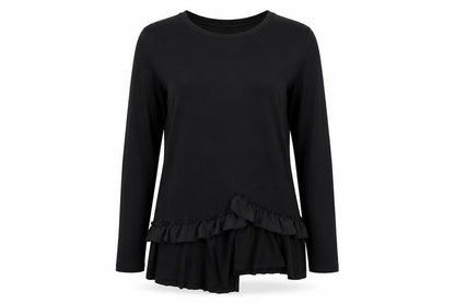 River Island Womens Black   Basic T-Shirt Size 8  - ruffle hem