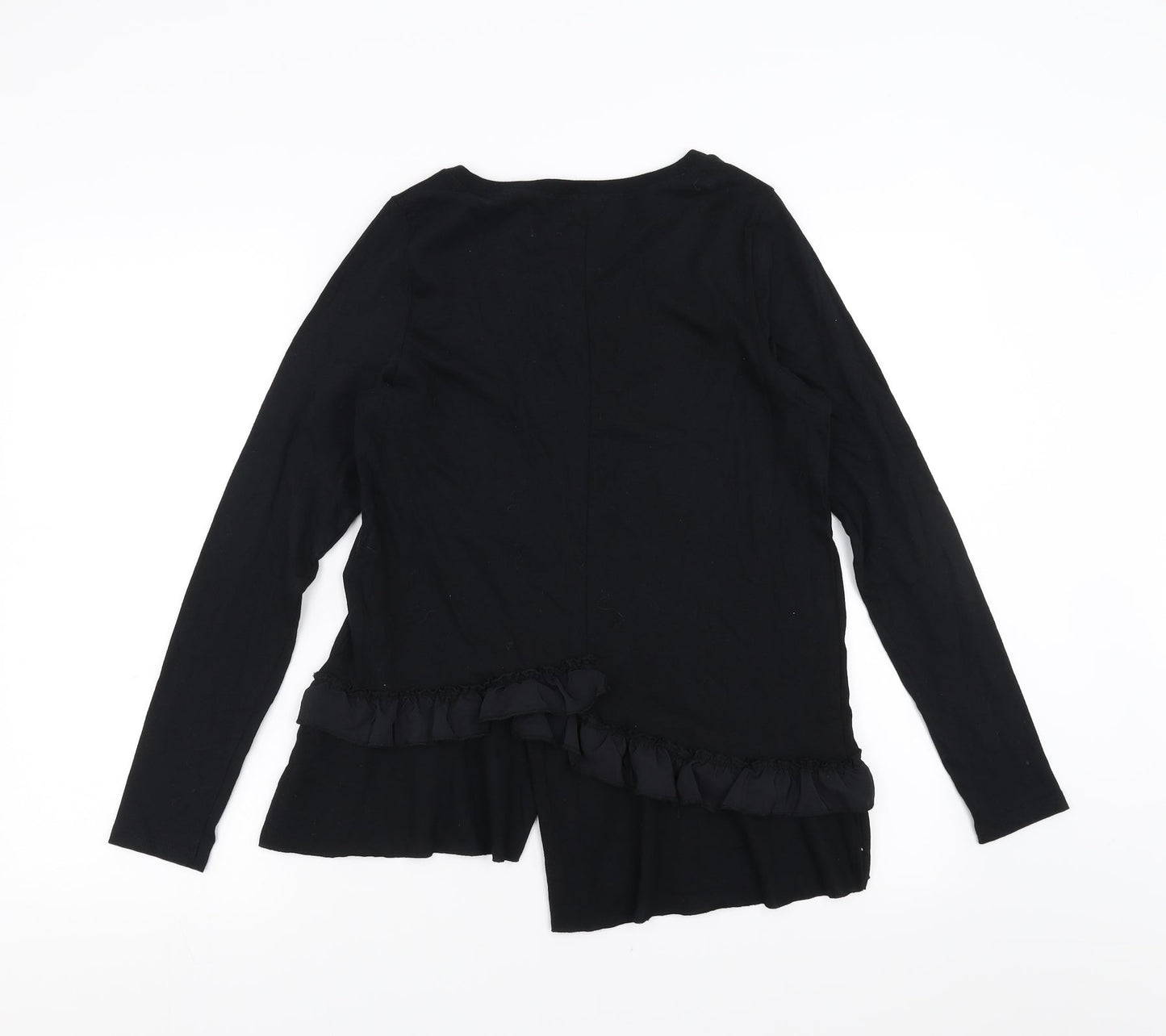 River Island Womens Black   Basic T-Shirt Size 8  - ruffle hem