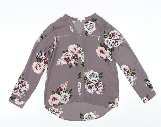 Apricot Womens Purple Floral  Basic Blouse Size 8