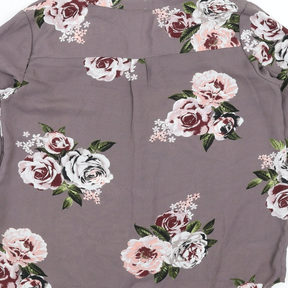 Apricot Womens Purple Floral  Basic Blouse Size 8