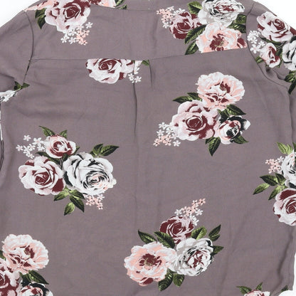 Preloved Apricot Womens Purple Floral  Basic Blouse Size 8 - Label