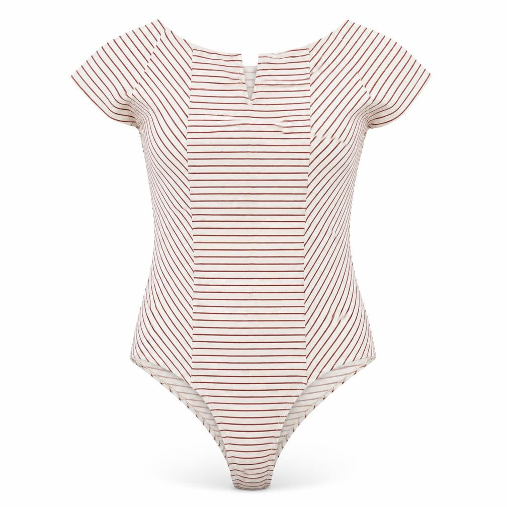 Primark Womens Red Striped  Bodysuit One-Piece Size XL