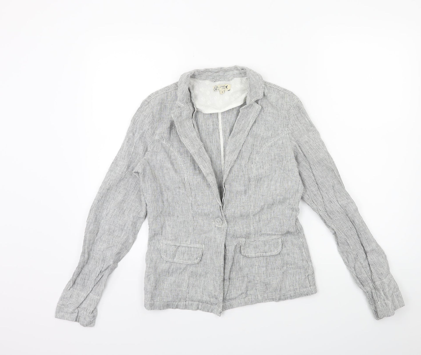 M&Co Womens Grey Striped  Jacket Blazer Size 8