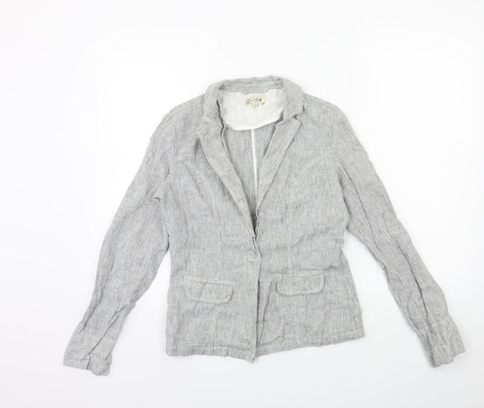 M&Co Womens Grey Striped  Jacket Blazer Size 8