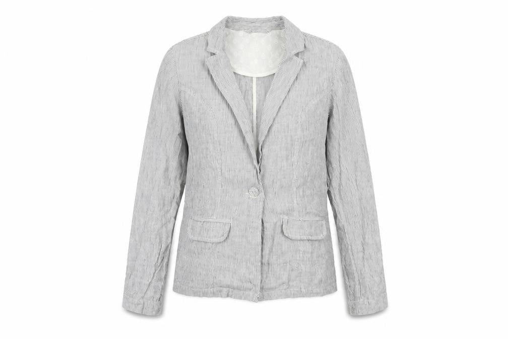 M&Co Womens Grey Striped  Jacket Blazer Size 8