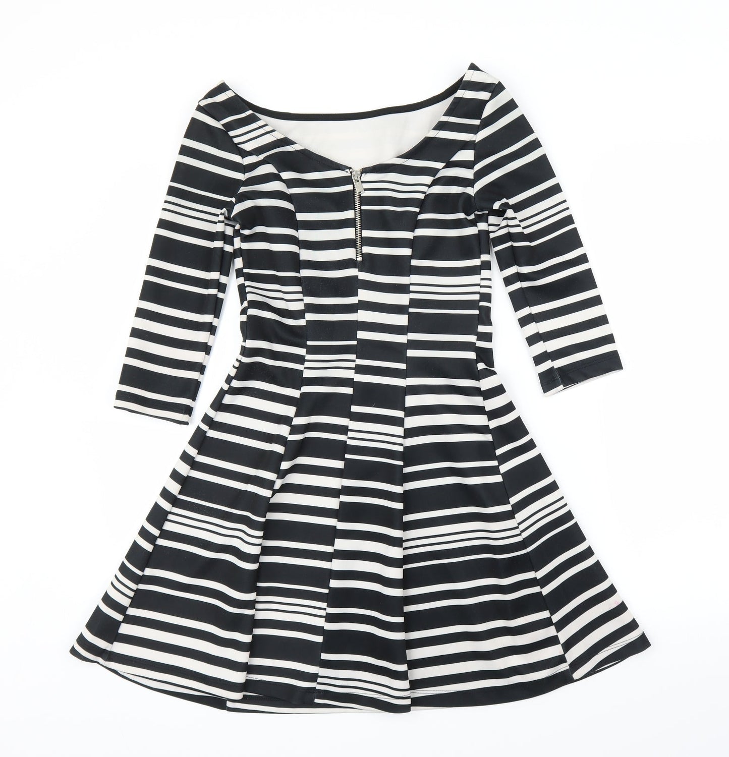 Stradivarius Womens Black Striped  Fit & Flare  Size S