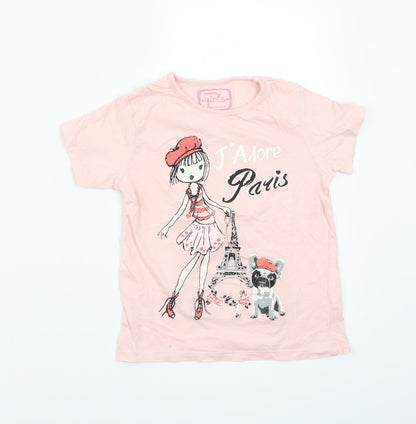 Preloved Pep&co Girls Pink   Basic T-Shirt Size 7 Years - Front
