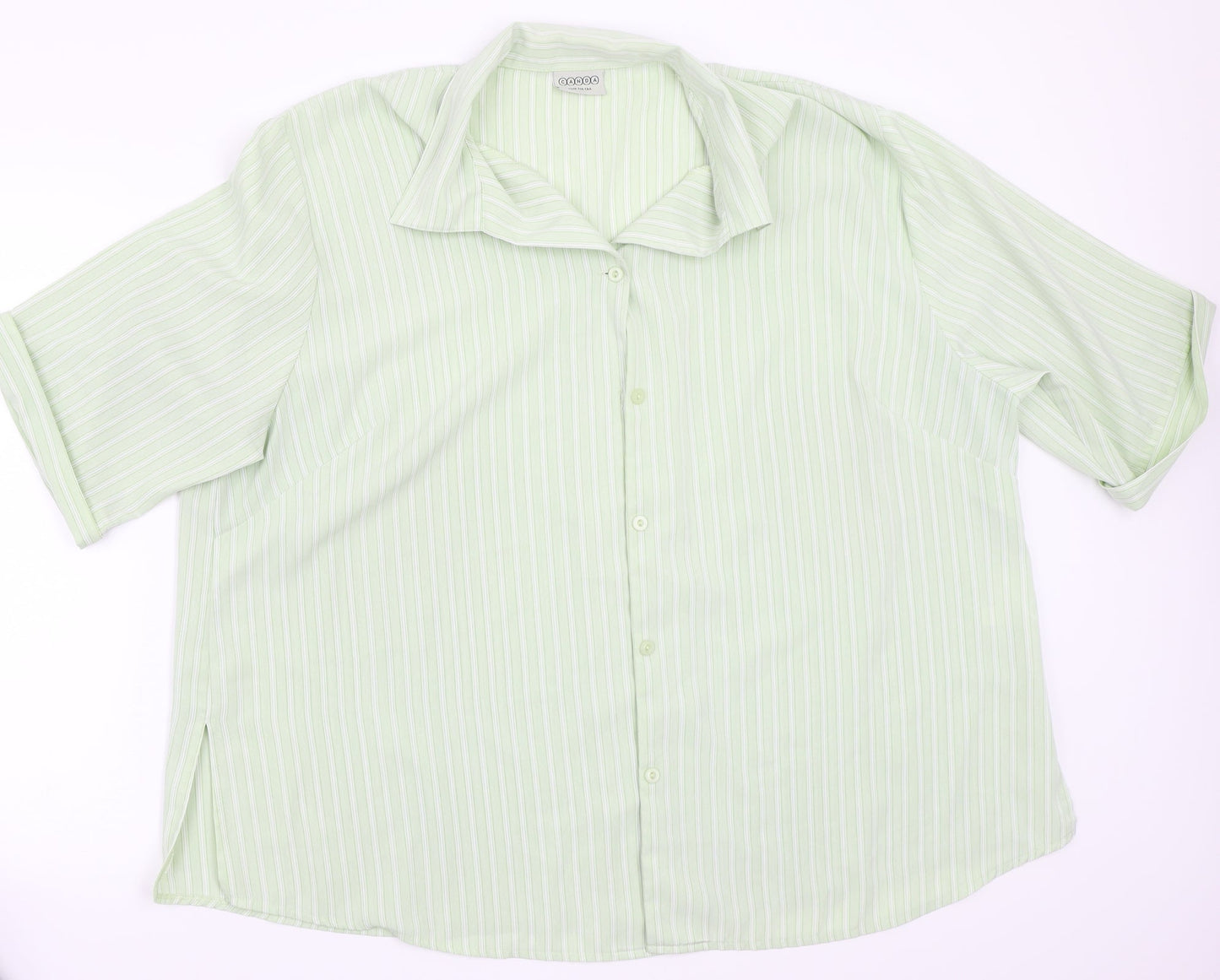 Canada Womens Green Striped  Basic Button-Up Size 2XL