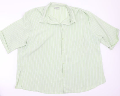 Canada Womens Green Striped  Basic Button-Up Size 2XL