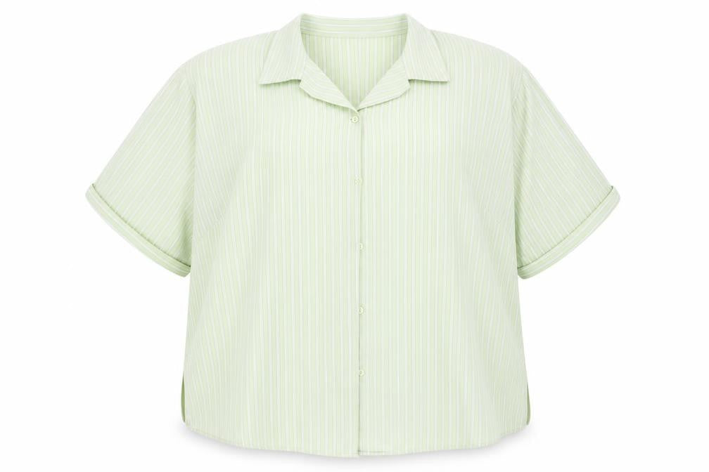Canada Womens Green Striped  Basic Button-Up Size 2XL