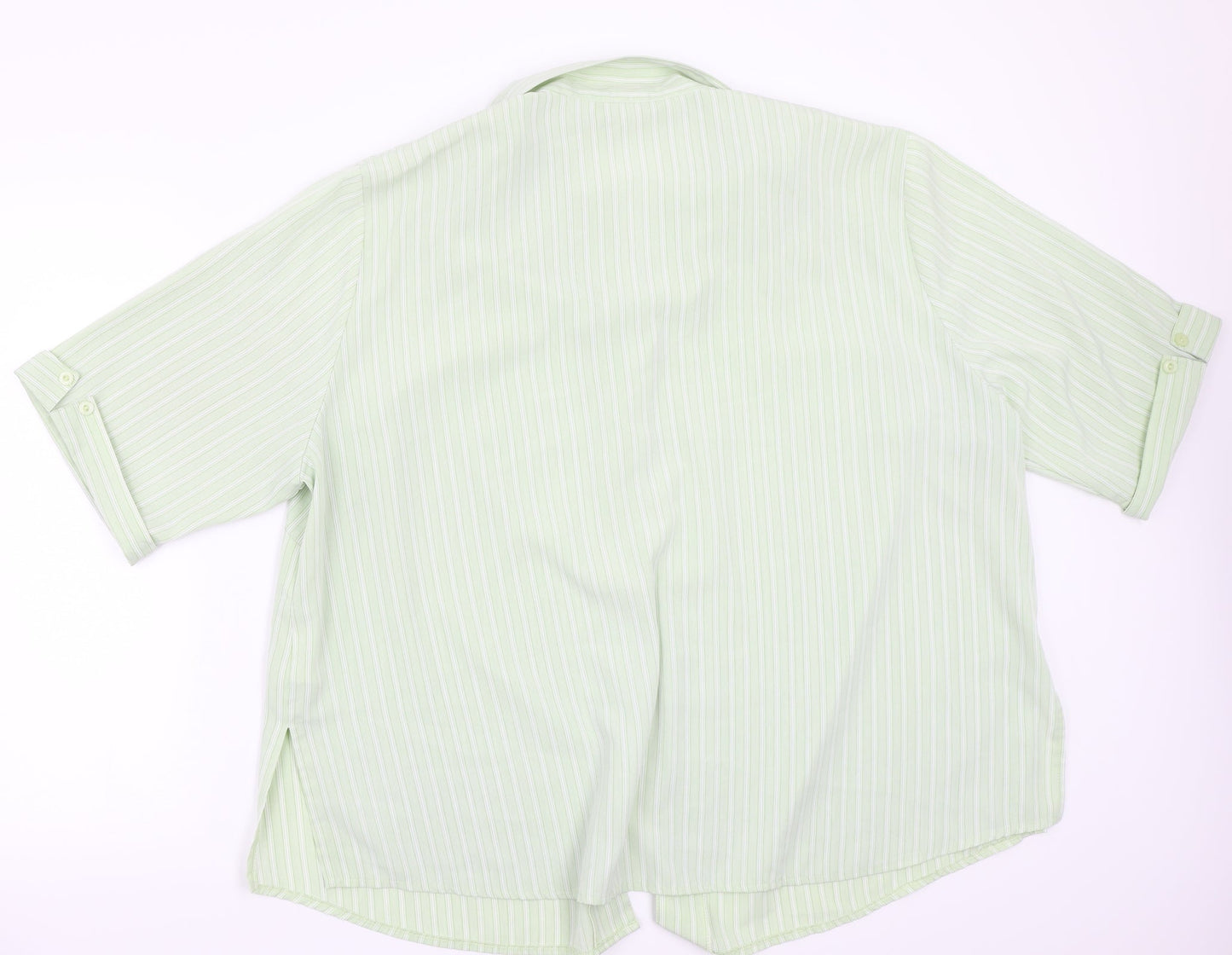 Canada Womens Green Striped  Basic Button-Up Size 2XL