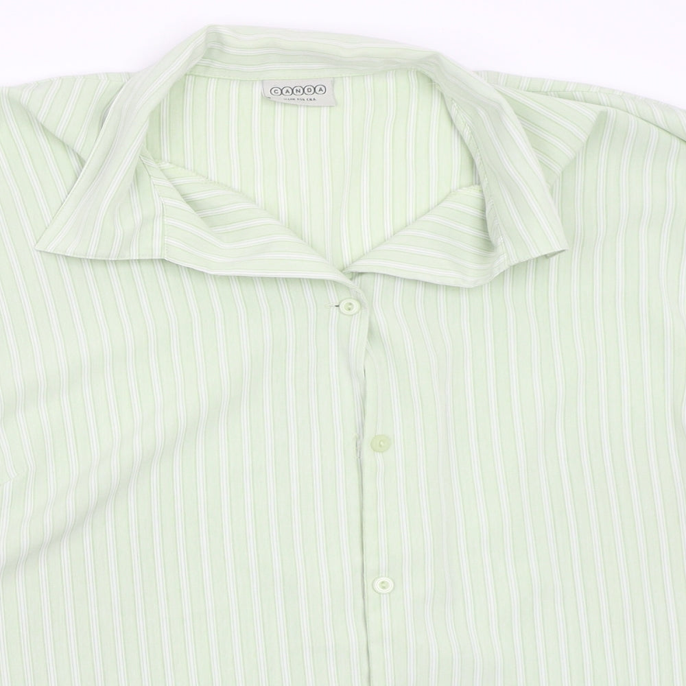 Canada Womens Green Striped  Basic Button-Up Size 2XL