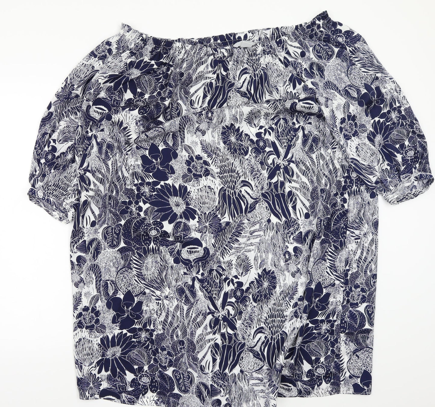 H&M Womens Black Floral  Basic Blouse Size 12