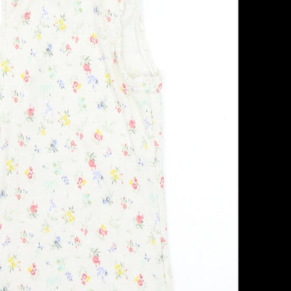 Next Girls White Floral Rayon Basic Tank Size 6 Years
