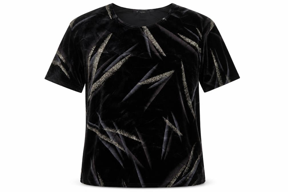 Charmell Womens Black  Velour Basic Blouse Size M
