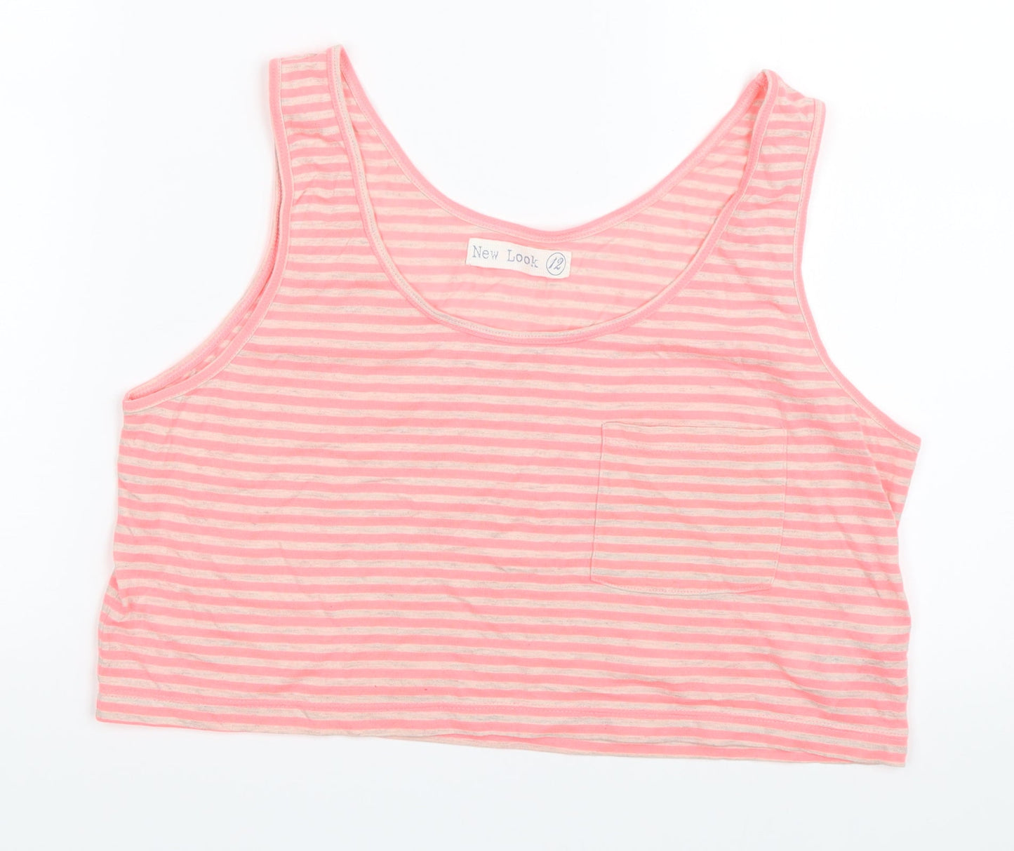 New Look Womens Pink Striped  Basic Tank Size 12