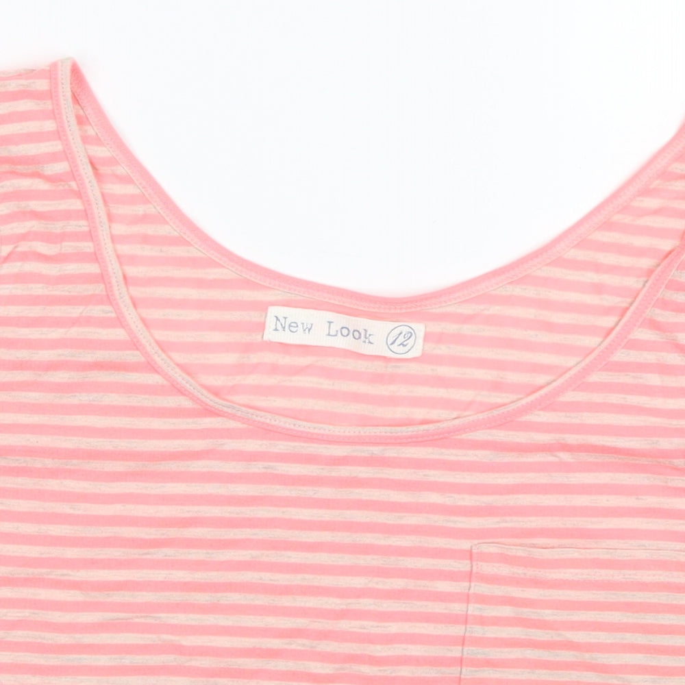 New Look Womens Pink Striped  Basic Tank Size 12