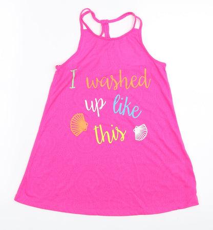 Preloved Matalan Girls Pink   Basic Tank Size 5 Years  - Mermaid - Front