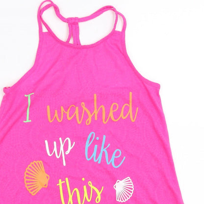 Preloved Matalan Girls Pink   Basic Tank Size 5 Years  - Mermaid - Detail