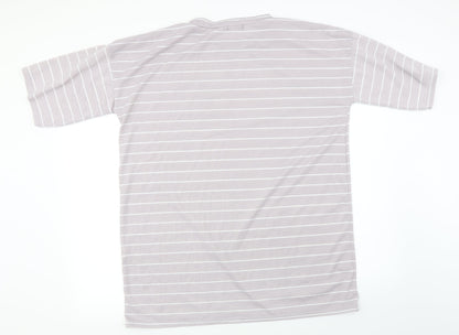 Preloved PRETTYLITTLETHING  Womens Green Striped  Basic T-Shirt Size 12 - Back