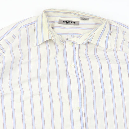Preloved M2M  Mens Ivory Striped   Button-Up Size L - Detail