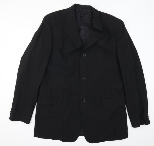 BPC Mens Black Striped  Jacket Suit Jacket Size 46