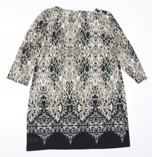 Wallis Womens Brown Animal Print  T-Shirt Dress  Size M