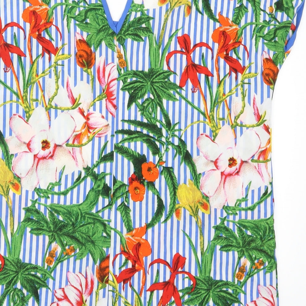 Pep&Co Womens Multicoloured Floral  Basic Blouse Size 12  - Blue Stripes