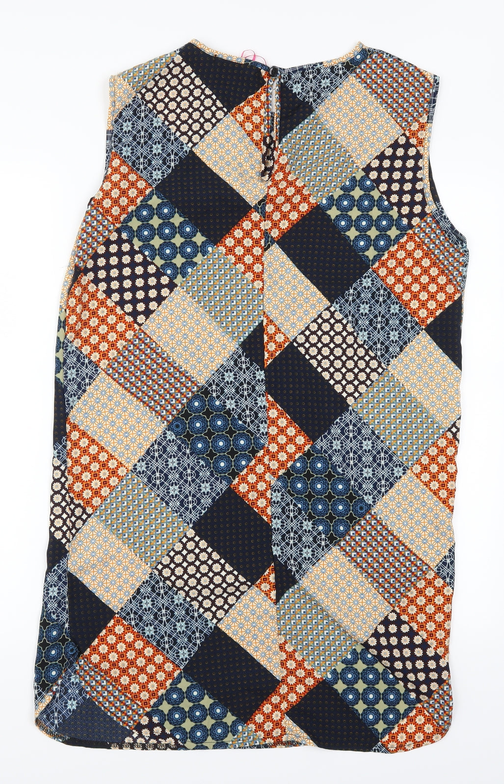 Boohoo Womens Blue Geometric  Tank Dress  Size 10  - Orange