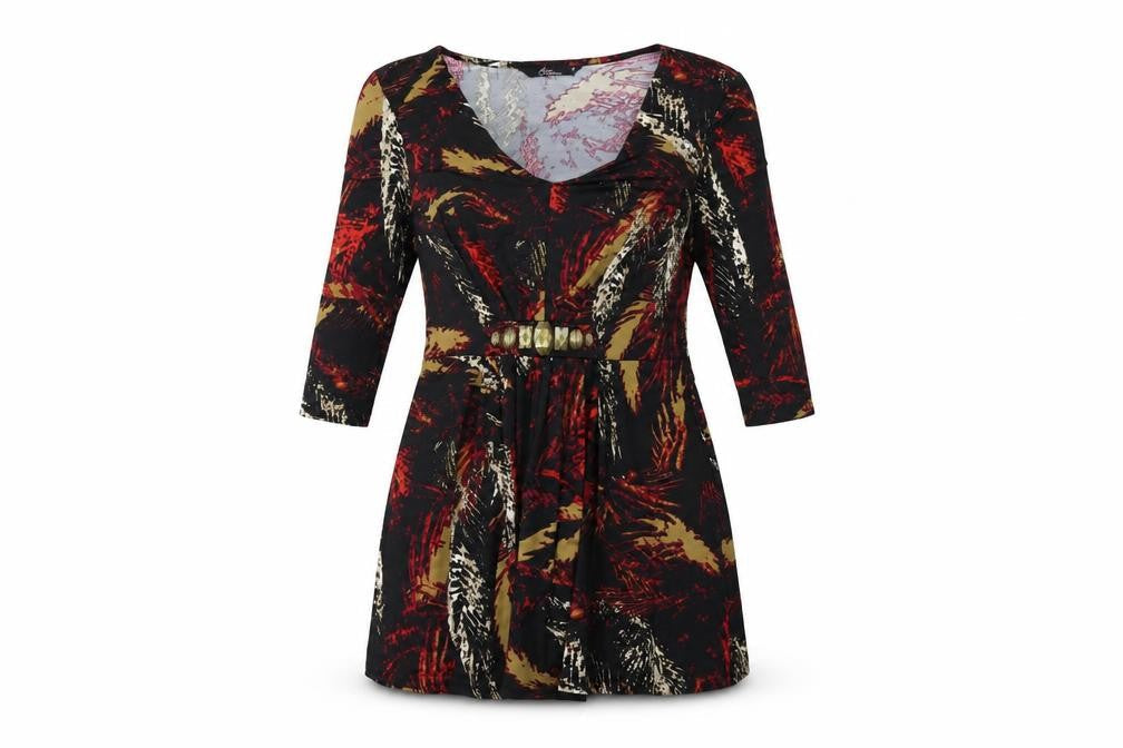Bonmarché Womens Black Geometric Fit & Flare Size 14