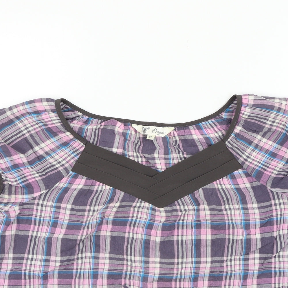 bega Womens Pink Check  Basic T-Shirt Size XL