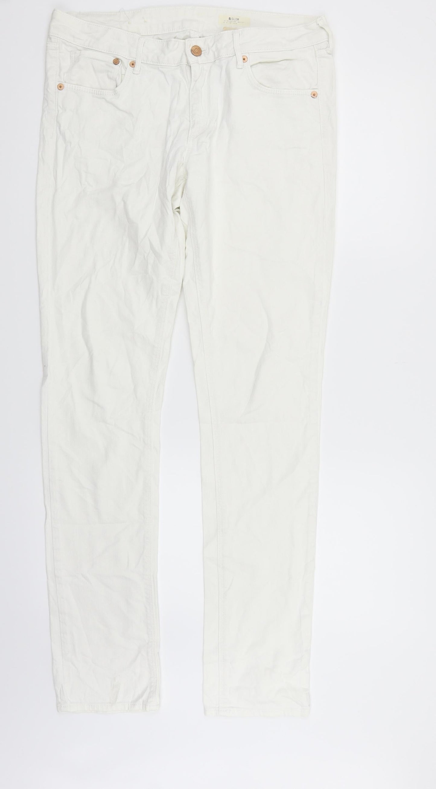 H&M Womens White   Trousers  Size 31 in L33 in