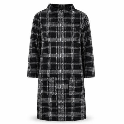 Tu Womens Black Check Jersey A-Line  Size 8
